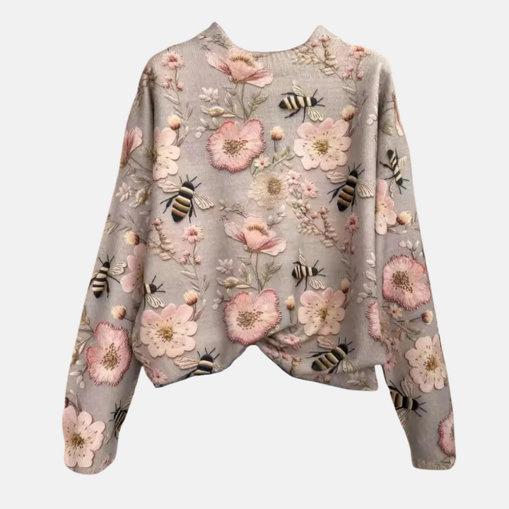Pull en maille fleur 3D