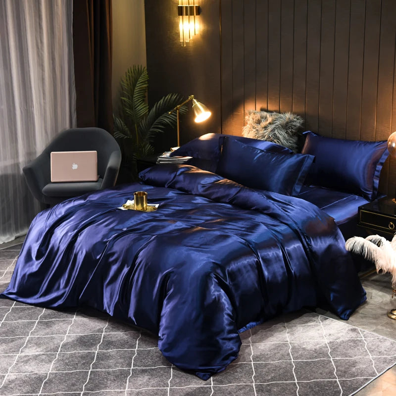 Ensemble de Linge de Lit en Satin Soyeux Indulgez-vous dans le Confort Luxueux et le Design Élégant