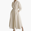 Robe Longue Femme Chemise avec Détail Taille et Boutons Devant