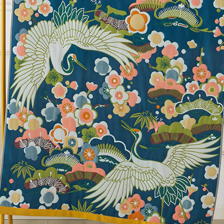 Serviette de Bain Grues Fleuries Luxueuse – Confort Élégant avec Flair Artistique
