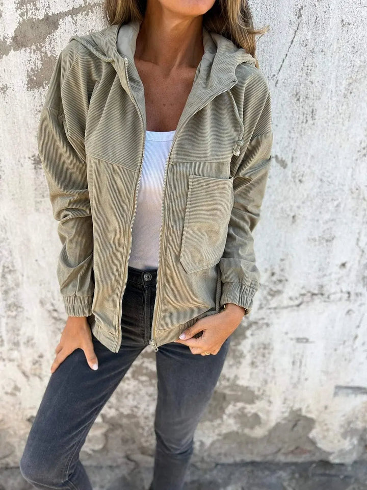 Veste en Corduroy Casual avec Capuche