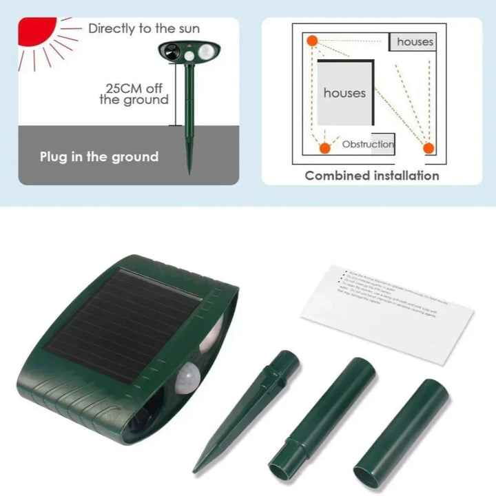 Repulsif Animaux Ultrasonique Solaire Activé par Mouvement