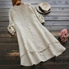 Sophia | Robe Chemise en Lin Bouton Bas Ourlet Superposé