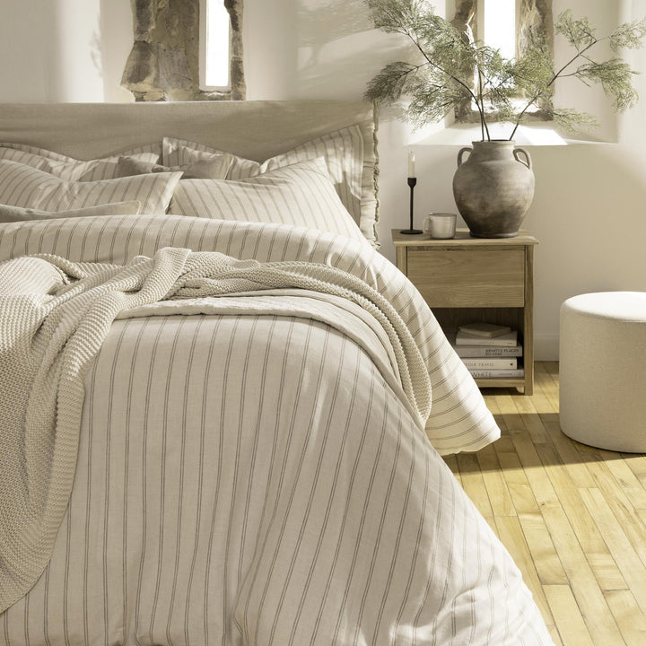 Coton Doux - Ensemble de Couette Rayé en Flanelle 100% Confortable