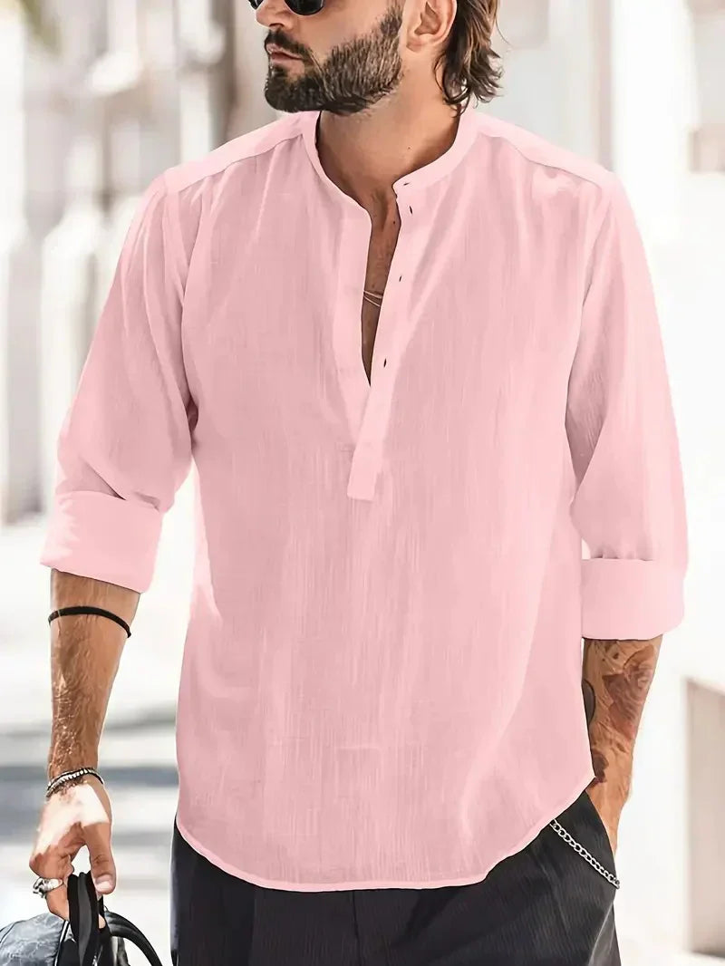 Chemise en lin d'été décontractée pour hommes