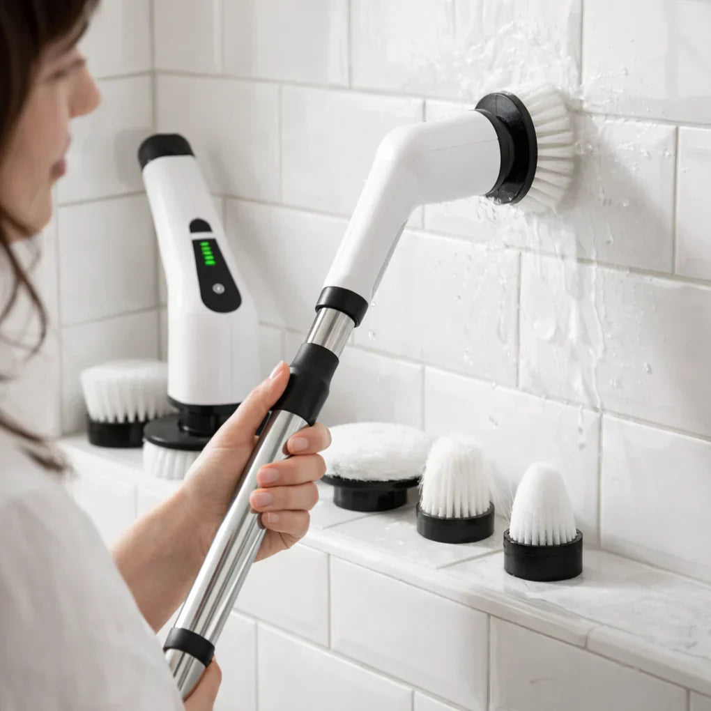 Brosse de Nettoyage Sans Fil avec Têtes Ajustables