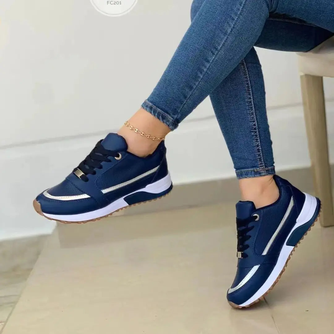 Baskets Patchwork en Maille et Cuir pour Femmes
