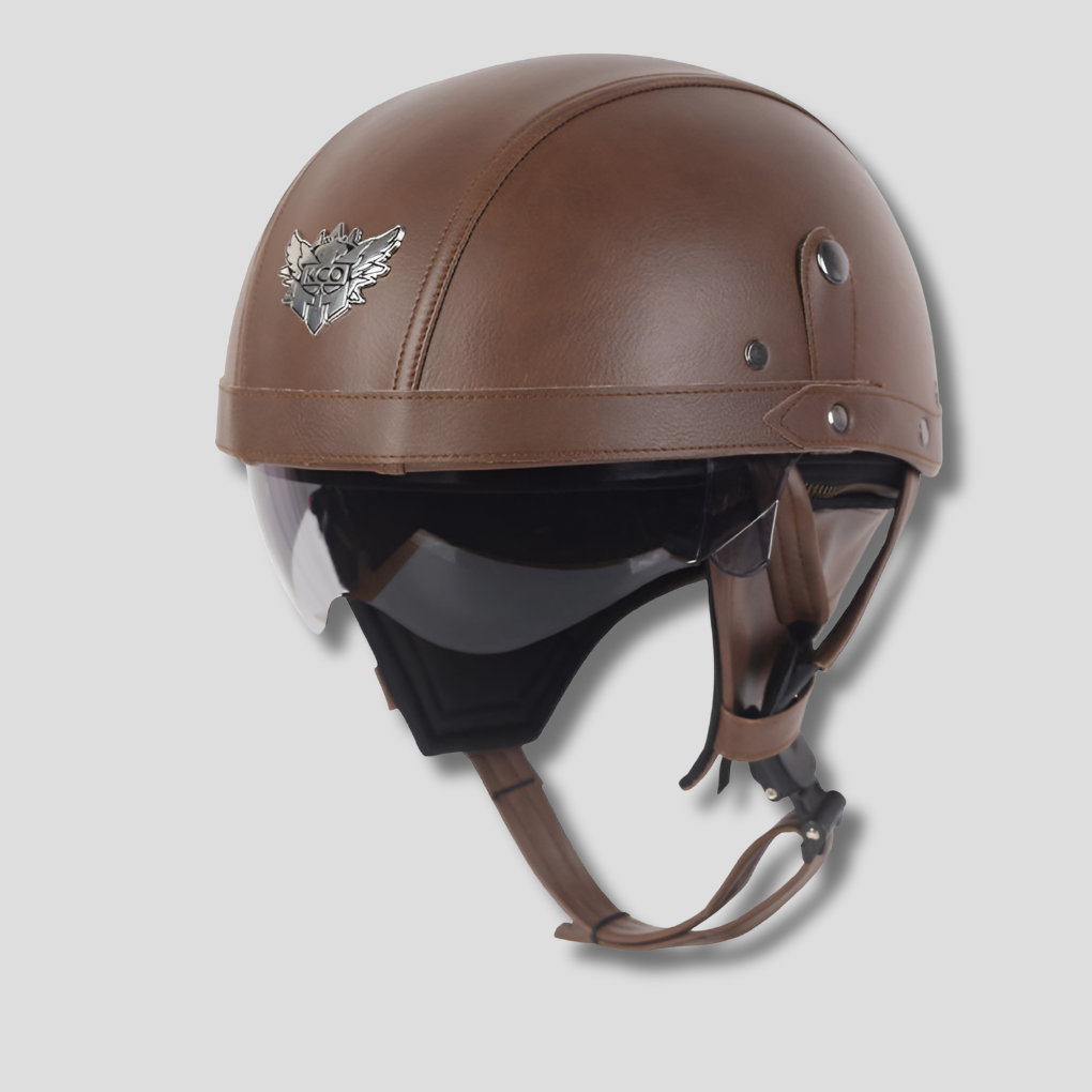 Casque de Moto Vintage avec Visière Rétractable