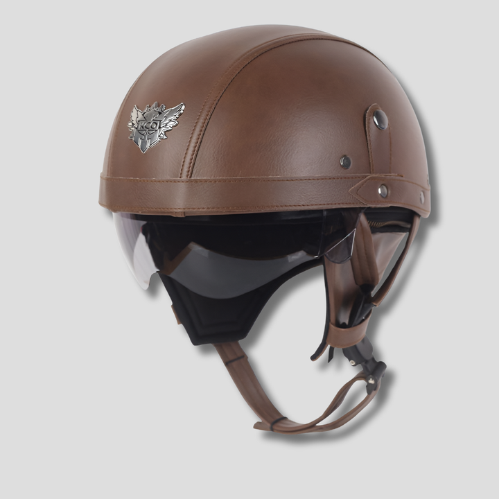 Casque de Moto Vintage avec Visière Rétractable