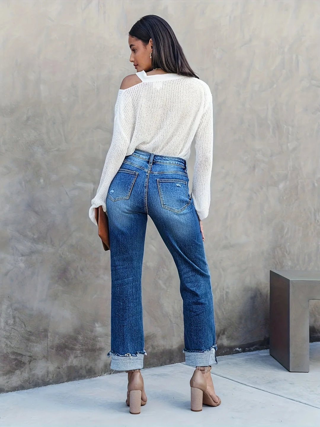 Jeans Droite Asymétrique Femme
