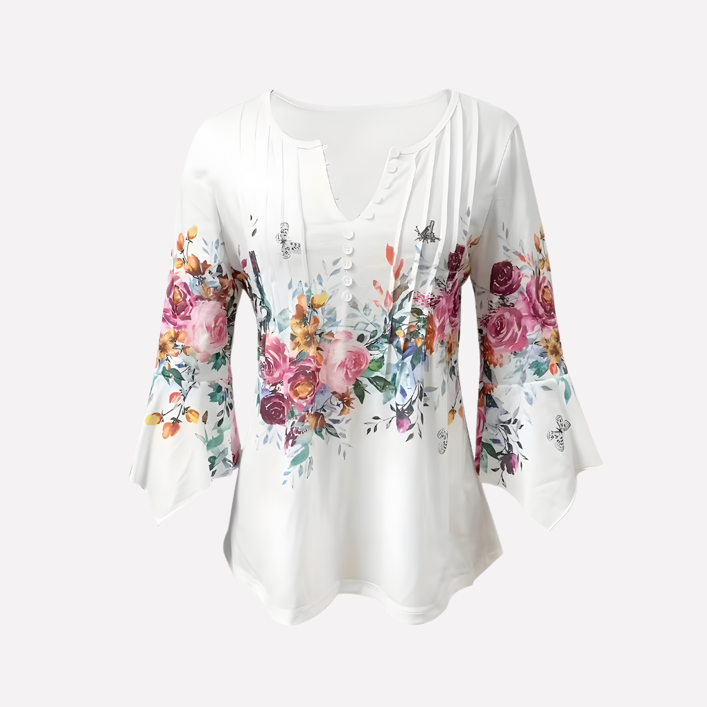 Chemisier fleuri à col en V pour femme