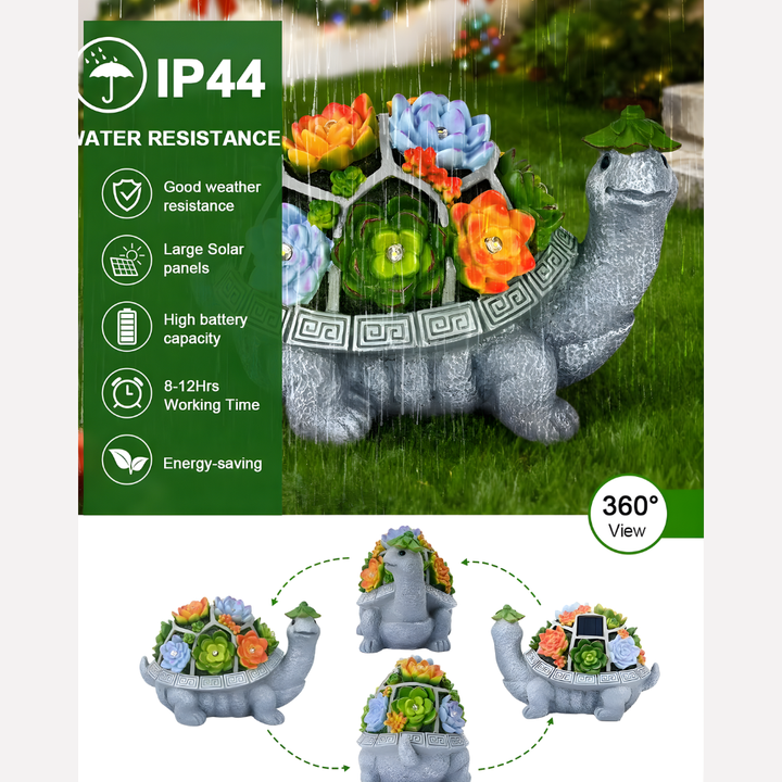 Grande Décoration de Jardin Solaire Statue Tortue Lumières