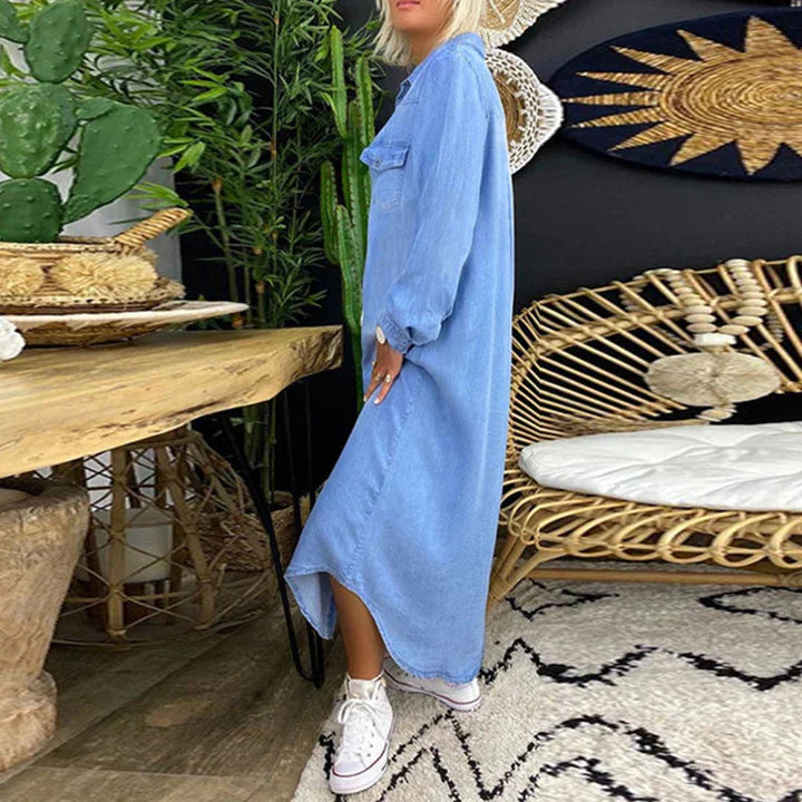 Robe en denim à manches longues pour un style quotidien sans effort