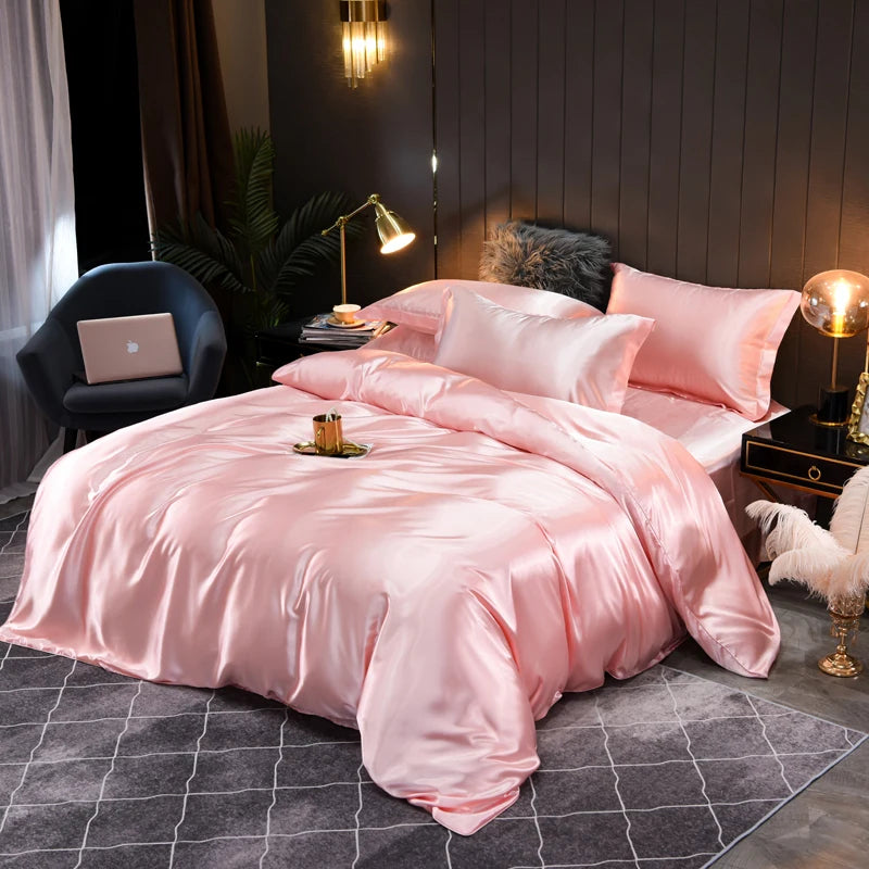 Ensemble de Linge de Lit en Satin Soyeux Indulgez-vous dans le Confort Luxueux et le Design Élégant