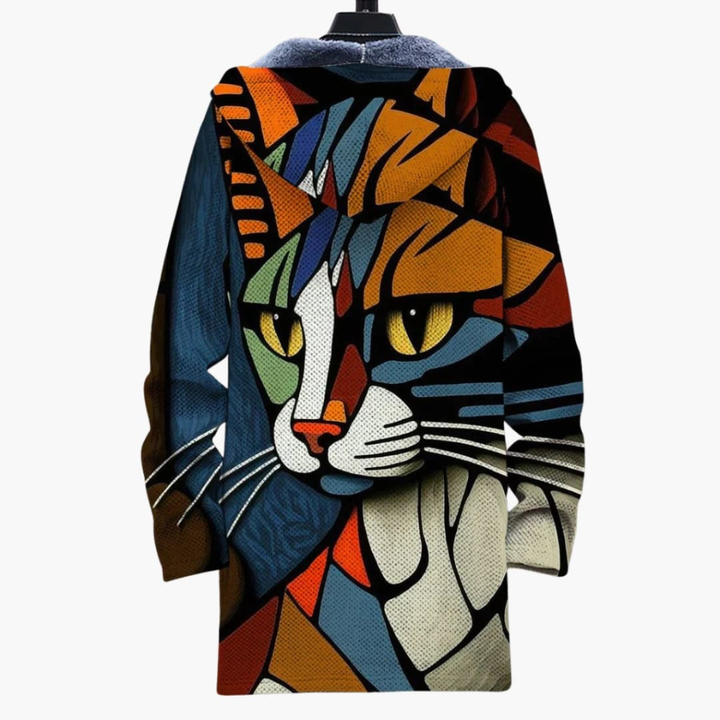 Cardigan Zippé Unisexe avec Design d'Impression de Chat