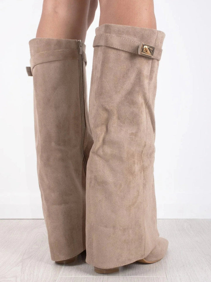 Bottes en Suède Hauteur Genou avec Talons