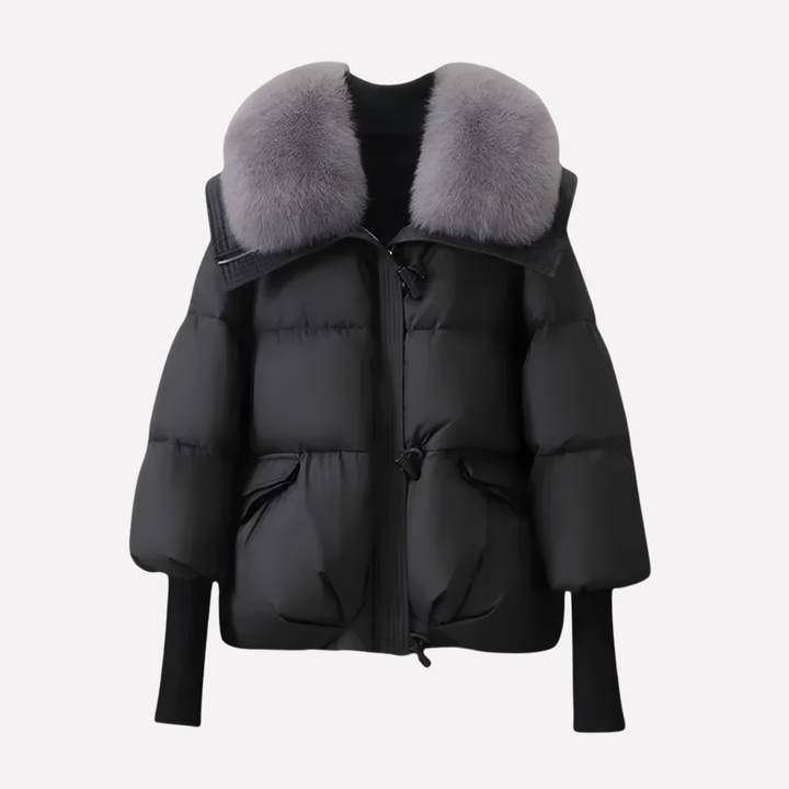 Veste Puffer Femme avec Col en Fausse Fourrure