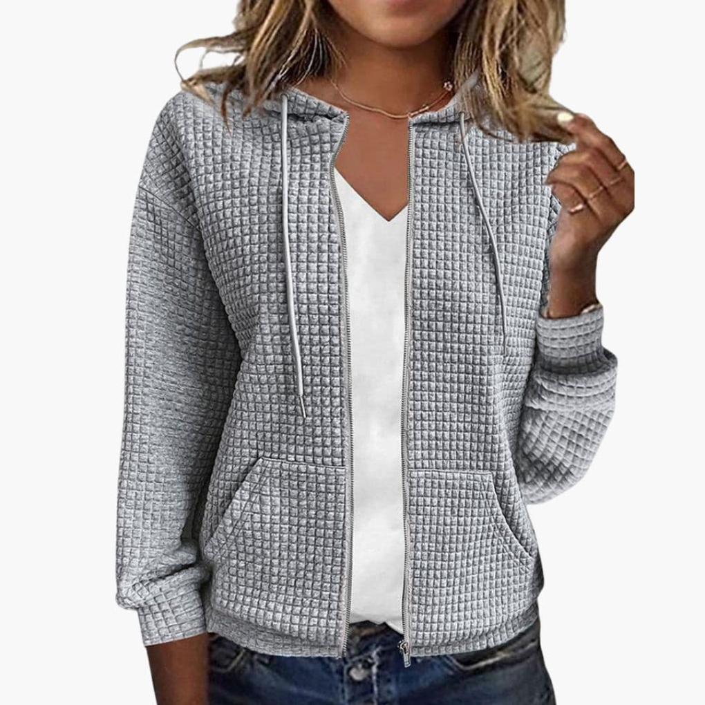 Sweat à capuche femme zippé avec cordon de serrage