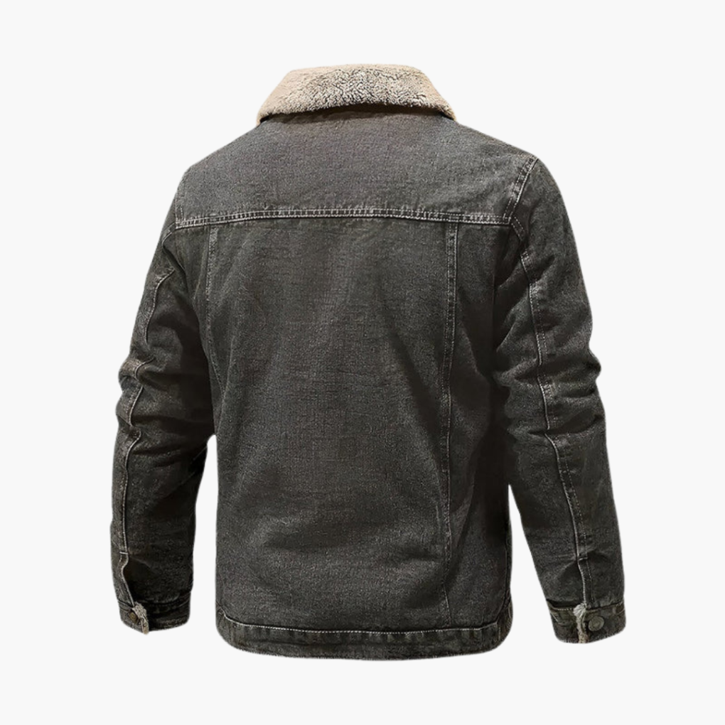 Veste en denim pour hommes avec doublure en polaire en soldes