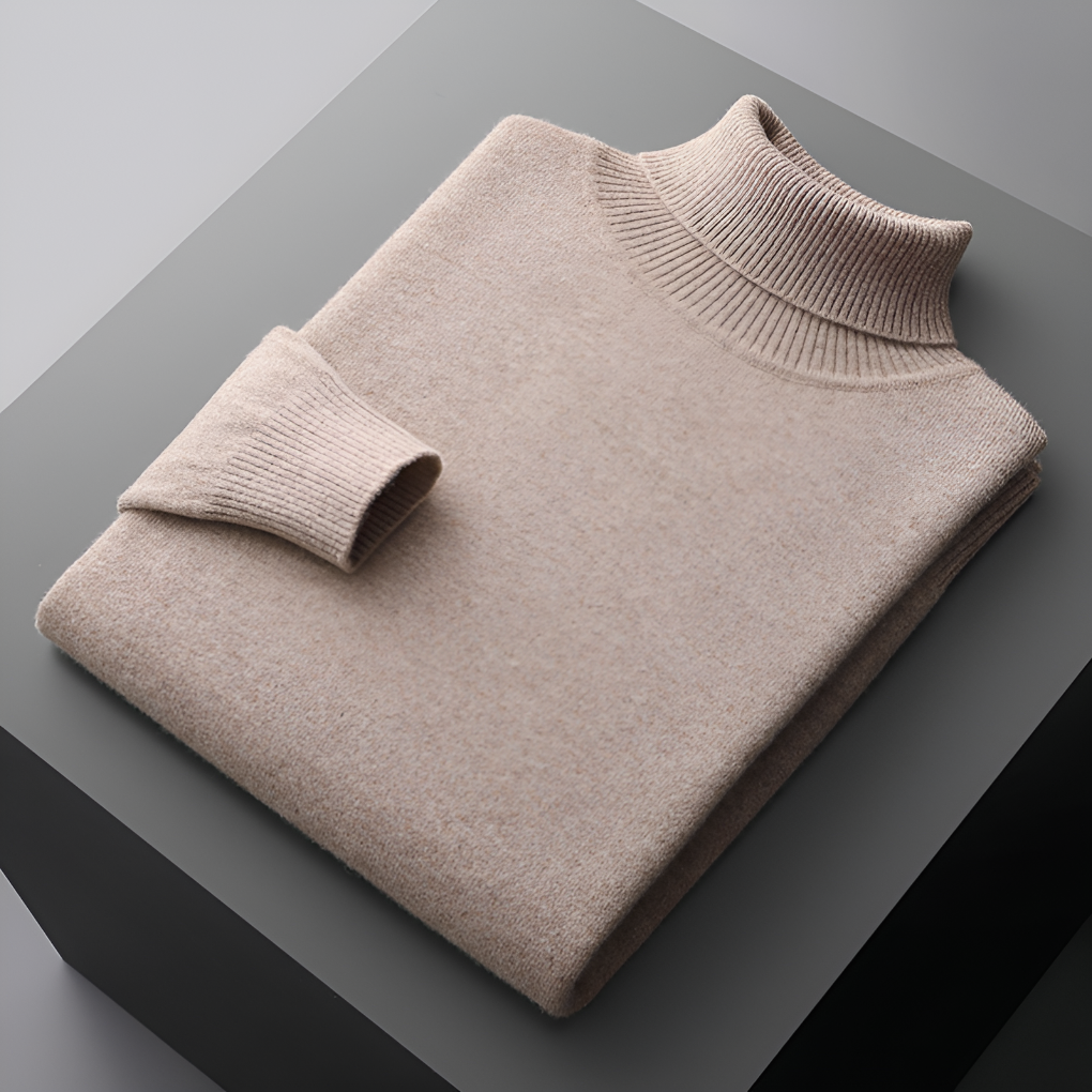 Pull en laine fine pour homme de haute qualité à col roulé