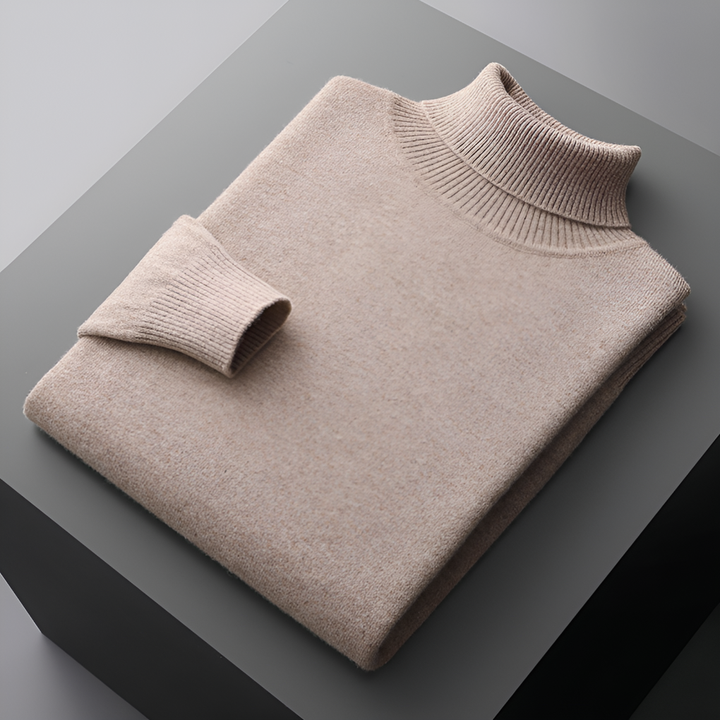 Pull en laine fine pour homme de haute qualité à col roulé