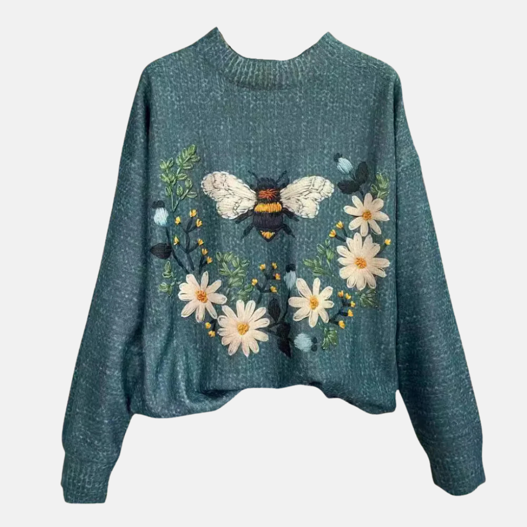 Pull en maille fleur 3D
