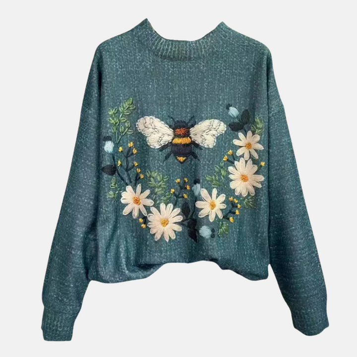 Pull en maille fleur 3D