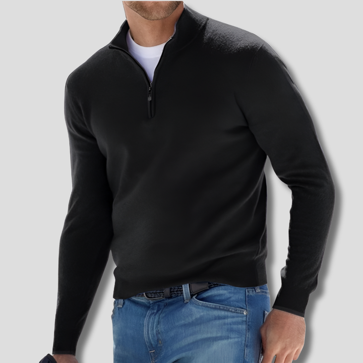 Pull-over en coton pour homme avec col zippé