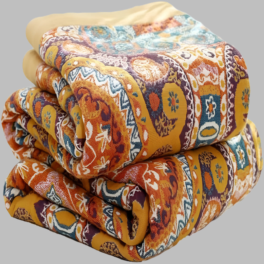Couverture Réversible Boho Lever du Soleil – Chaleur Artistique avec Design Double Face