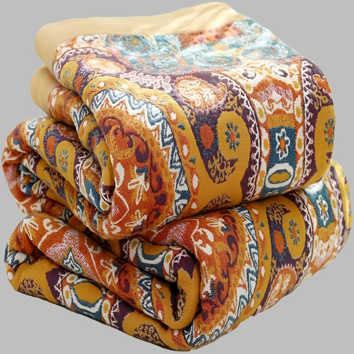 Couverture Réversible Boho Lever du Soleil – Chaleur Artistique avec Design Double Face