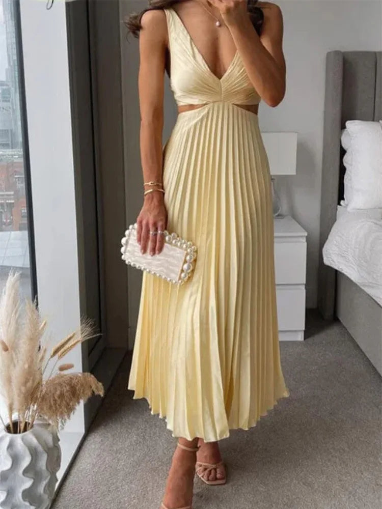 Robe Sans Manches Élégante avec Dos Nu Sophistication Gracieuse pour Occasions Chaudes