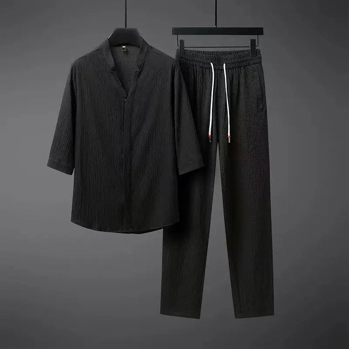 Ensemble de Survêtement en Lin Vintage pour Hommes 2 Pièces Confort Classique avec une Touche Moderne