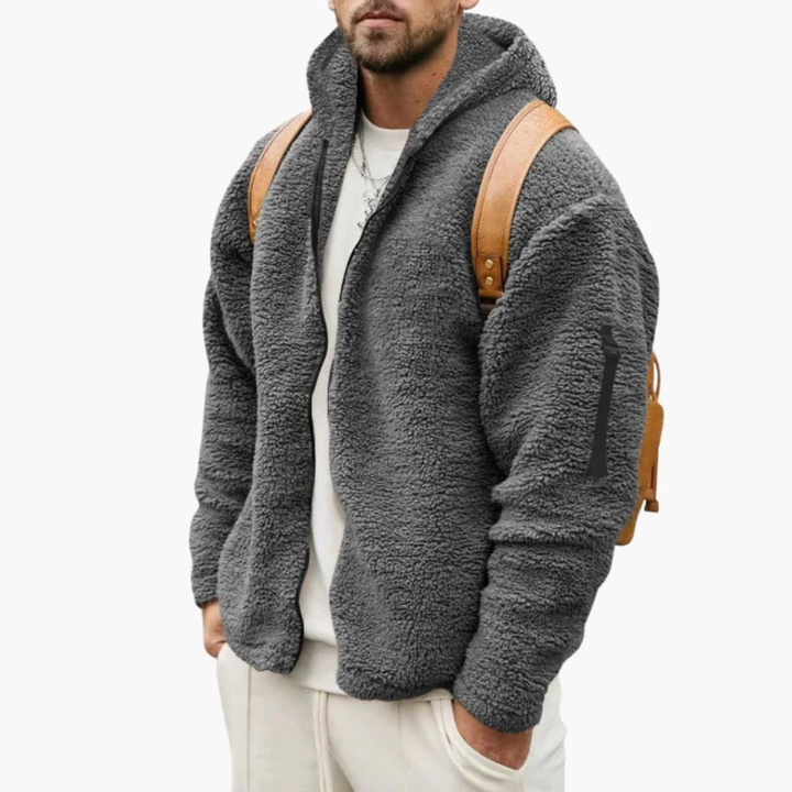 Veste en polaire pour homme avec capuche et zip complet
