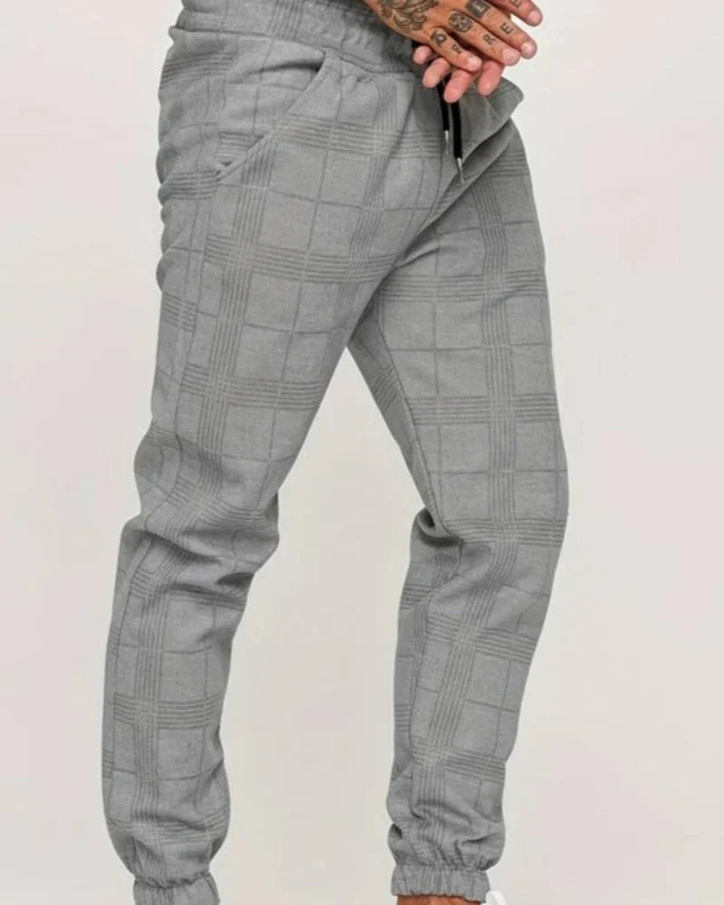 UrbanFit – Pantalons de jogging slim fit à carreaux pour hommes