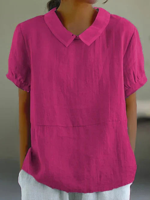 Haut en Coton & Lin Classique Couleur Unie Confort Naturel avec Style Sans Effort