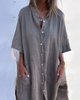 Darcey | Robe Midi Femme Boho Bouton Devant Manche Longue
