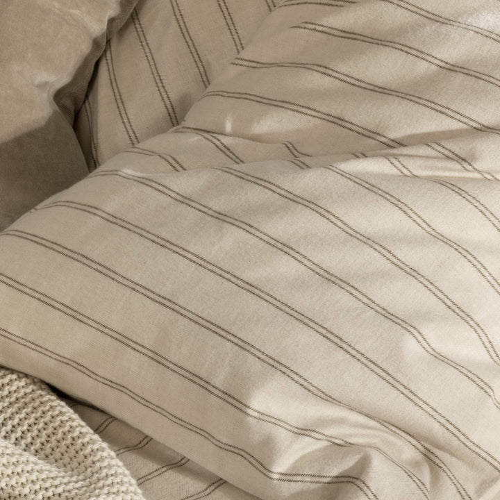 Coton Doux - Ensemble de Couette Rayé en Flanelle 100% Confortable