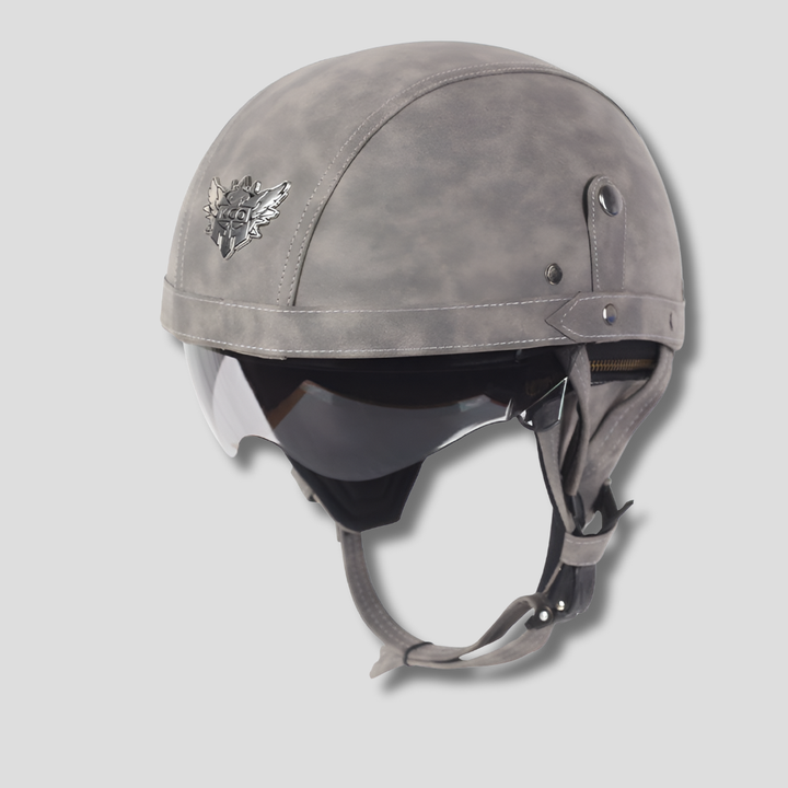 Casque de Moto Vintage avec Visière Rétractable