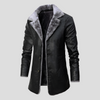 Manteau en cuir avec doublure en shearling pour hommes