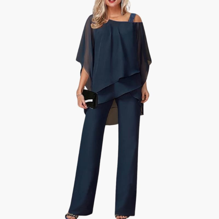 Combinaison Femme avec Épaule Décollée et Pantalons Amples