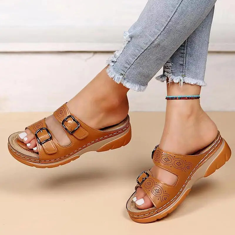 Sandales à Talons Confortables avec Double Boucle