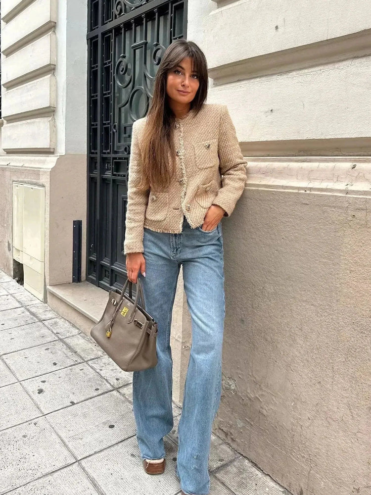 Veste Tweed Coupée Élégante pour Femmes Sophistication Intemporelle avec une Touche Moderne