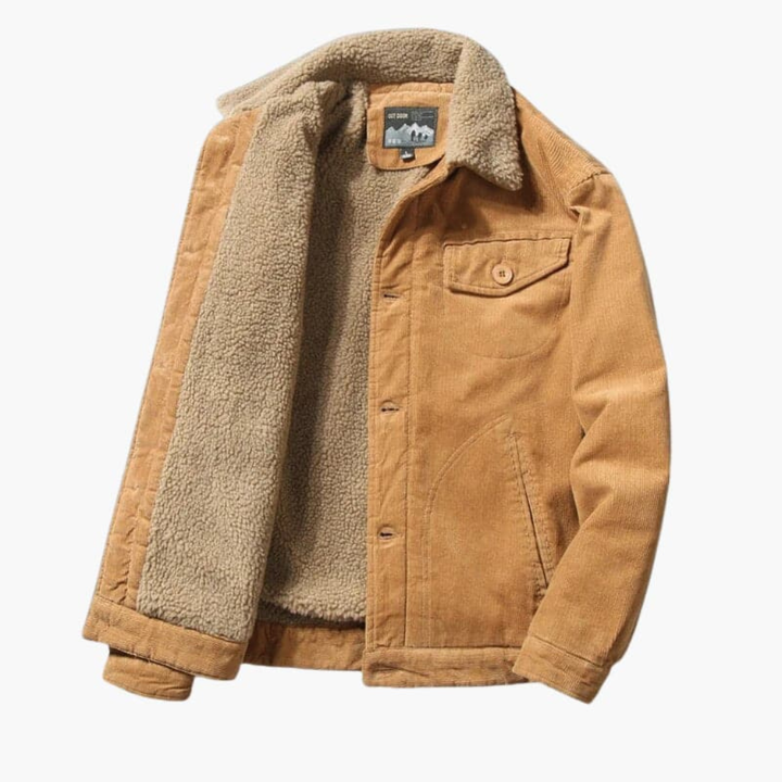 Veste en Corduroy pour Homme avec Doublure Sherpa et Fermeture Bouton