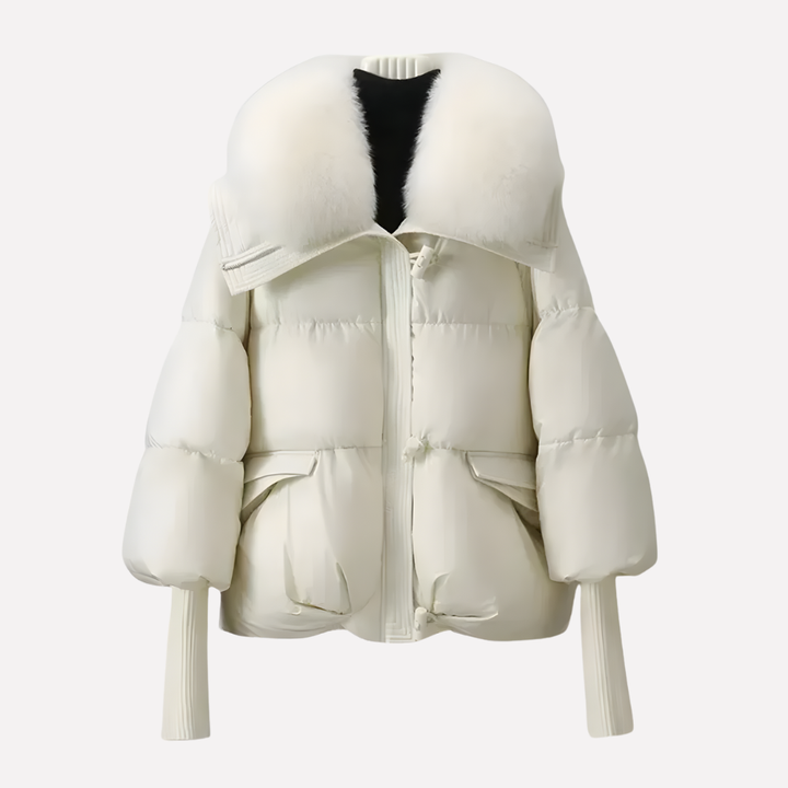 Veste Puffer Femme avec Col en Fausse Fourrure