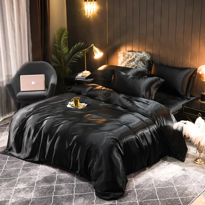 Ensemble de Linge de Lit en Satin Soyeux Indulgez-vous dans le Confort Luxueux et le Design Élégant