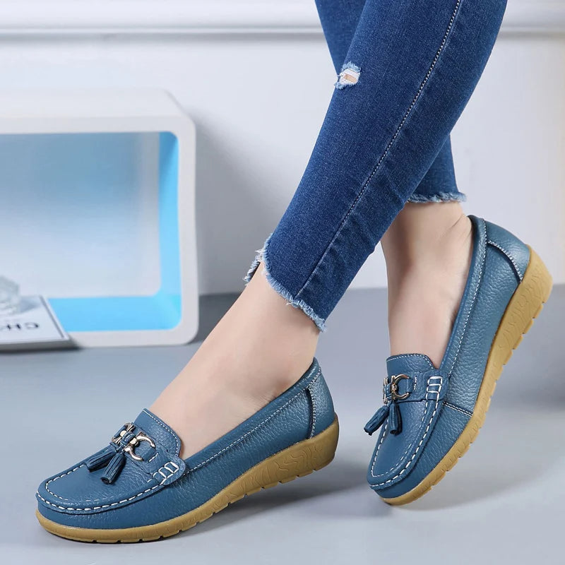 Ballerines en cuir découpées pour femmes