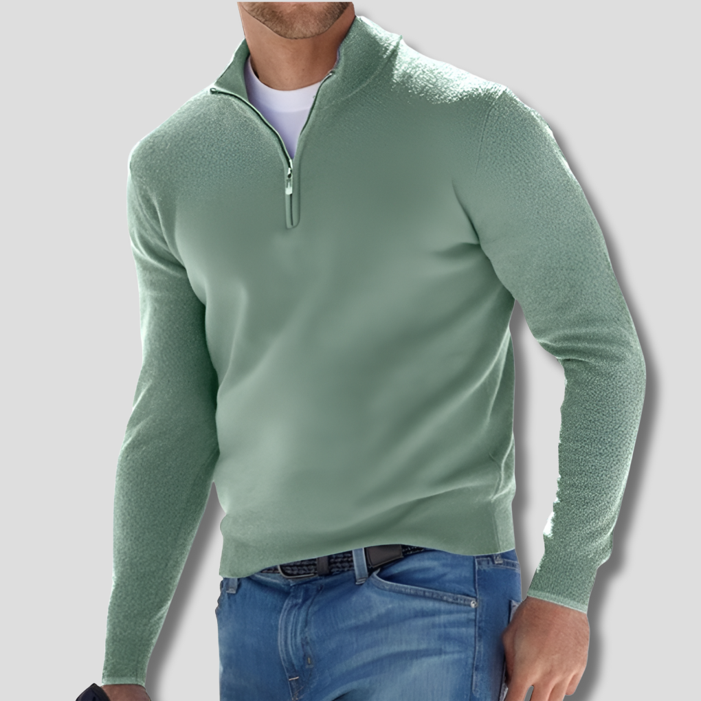 Pull-over en coton pour homme avec col zippé
