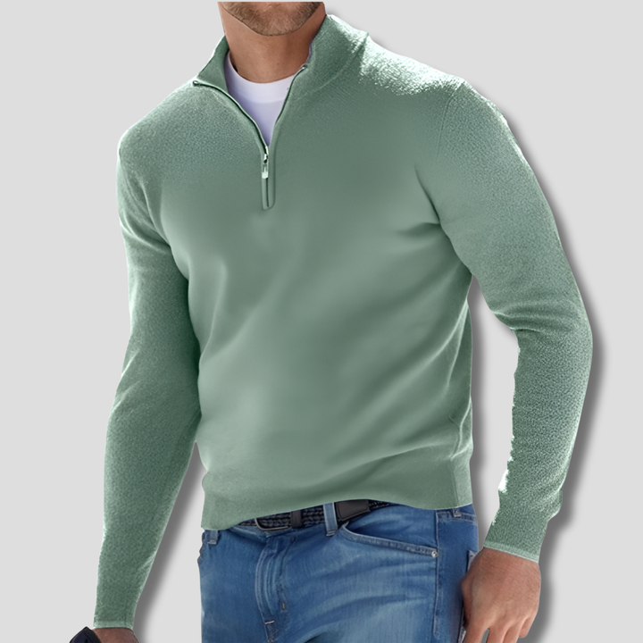 Pull-over en coton pour homme avec col zippé