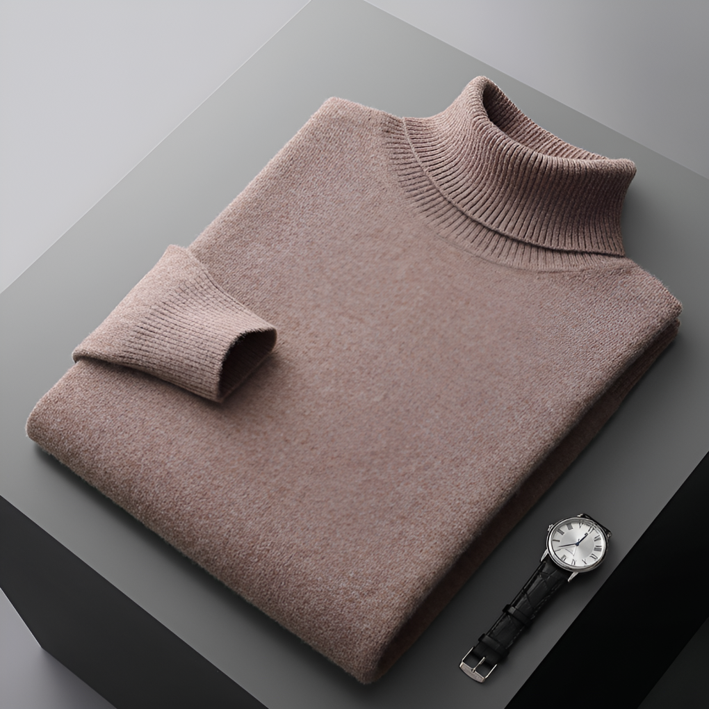 Pull en laine fine pour homme de haute qualité à col roulé