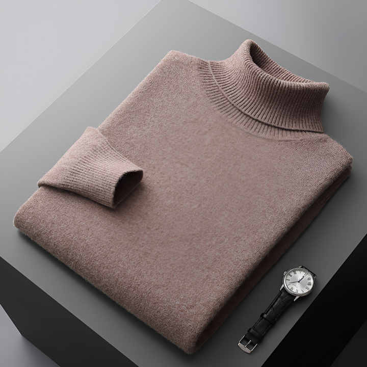 Pull en laine fine pour homme de haute qualité à col roulé